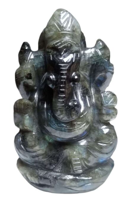 Crystal Ganesha Idol for Home D?cor Peace and Serenity Happy Man for Good Luck, Wealth, Prosperity at Home,Office Ganesha Idol For Gift Item (Labradorite)