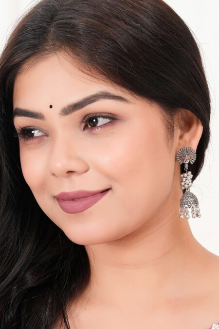 Women's Indian Bollywood Stylish AZ838-OXidised Earrings Traditional Ethnic Jhumka/Jhumki Earrings for Women Unique Design -AZ838-OX-ER7